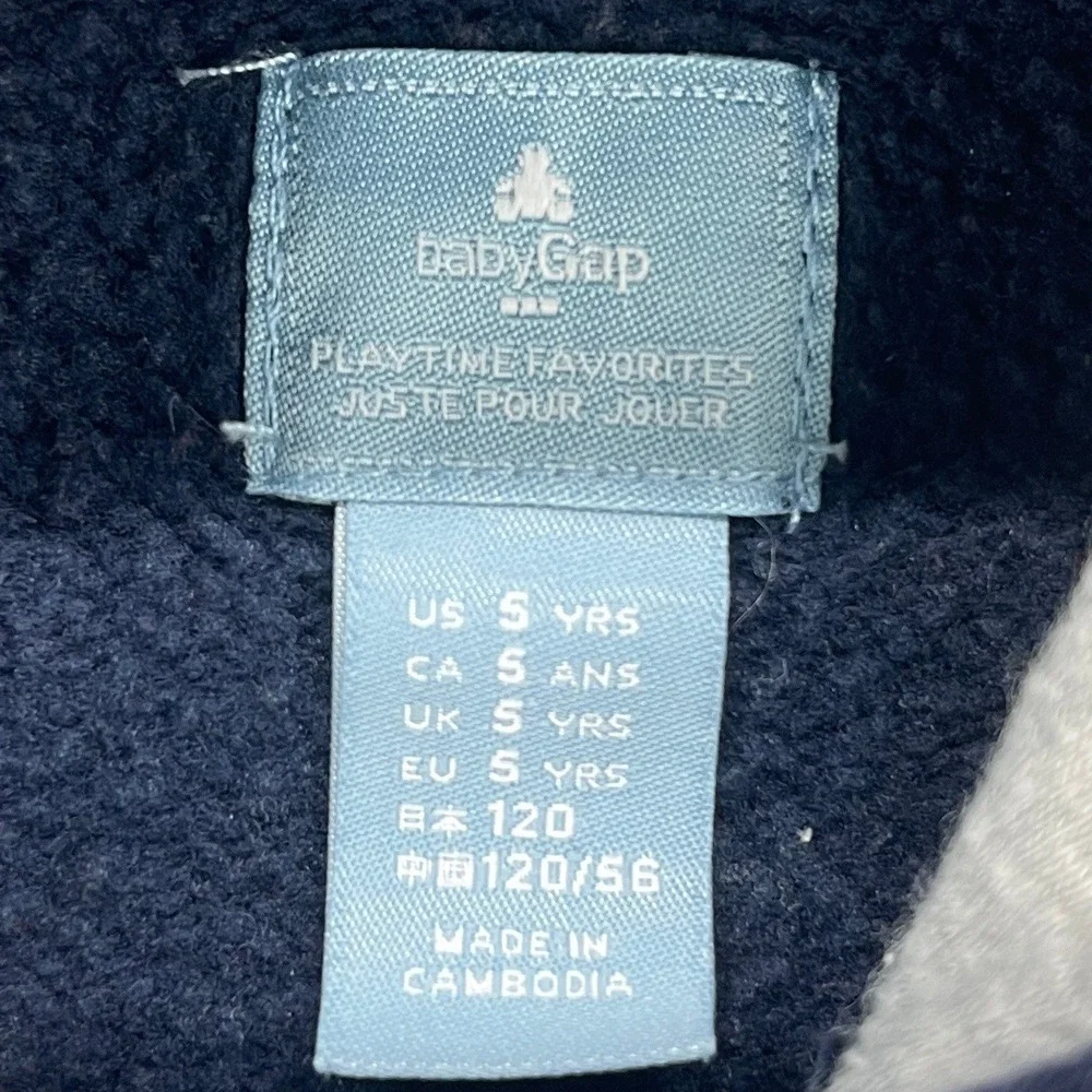 Baby‎ Gap Hoodie 5T Navy Blue Arch Logo Full Zip Pullover Sweatshirt
